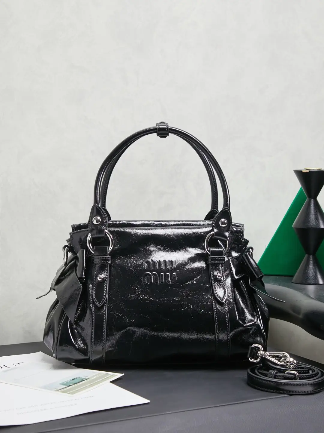 Miu Miu Black Bow Detail Top Handle Bag image 1