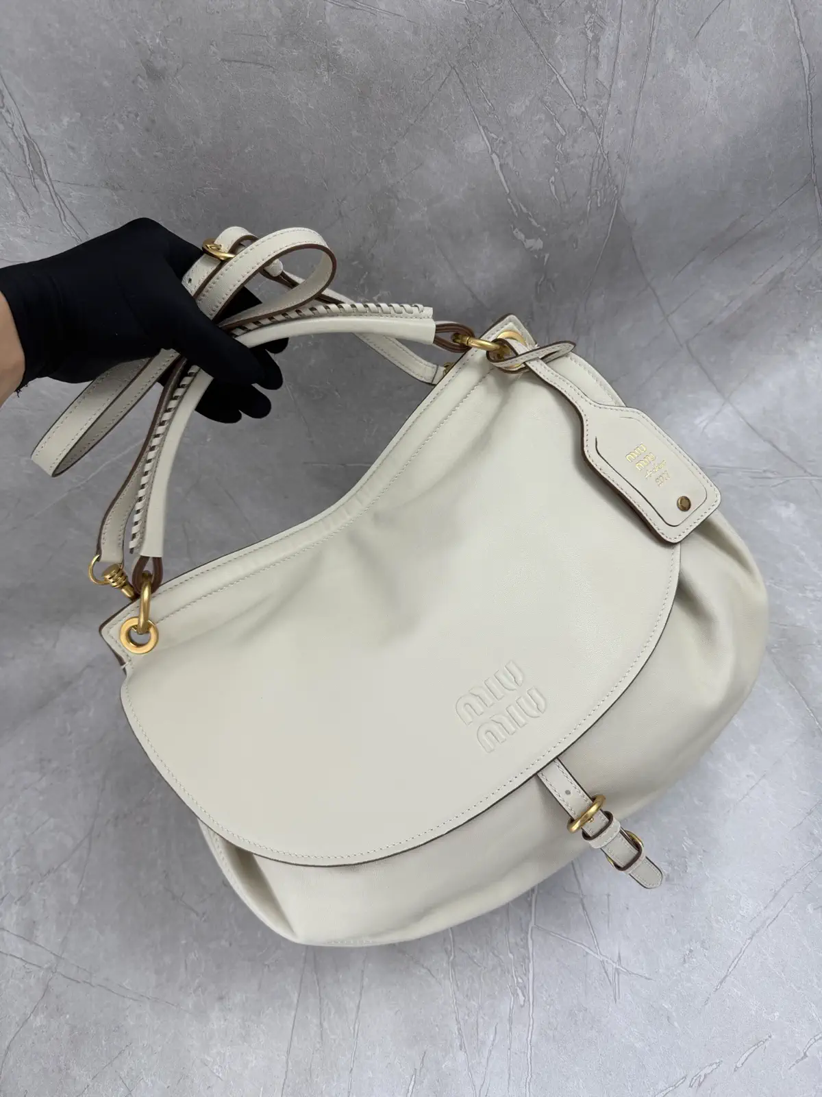 Miu Miu White Leather Hobo Shoulder Bag image 1