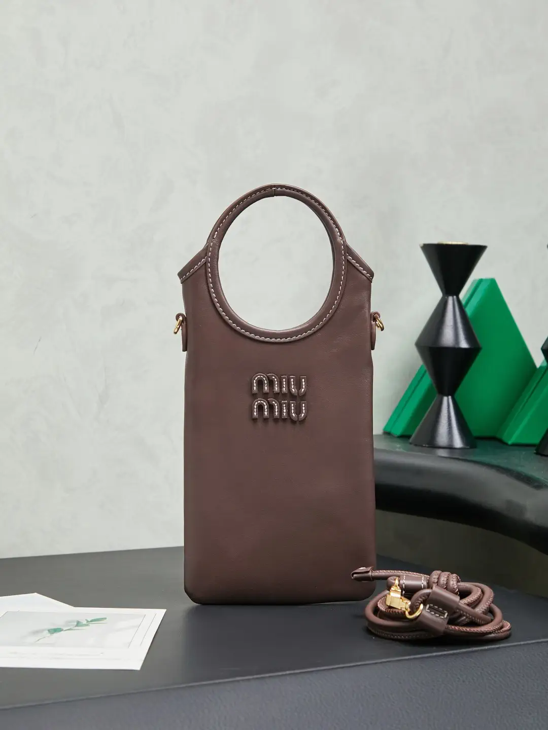 Miu Miu Brown Leather Phone Crossbody Bag image 1