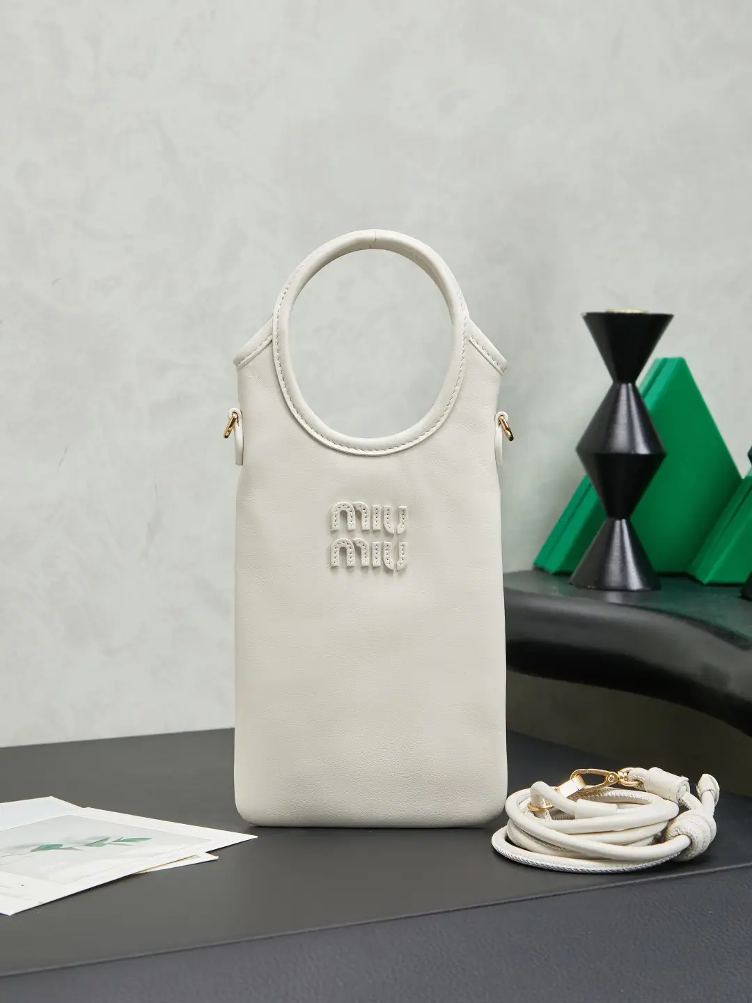 Miu Miu White Leather Phone Crossbody Bag image 1