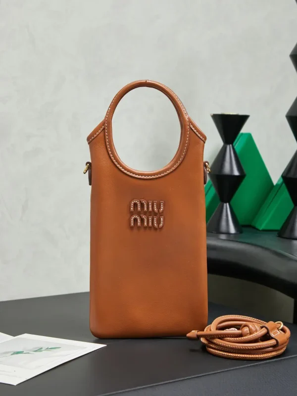 Miu Miu Brown Leather Phone Crossbody Bag image 1