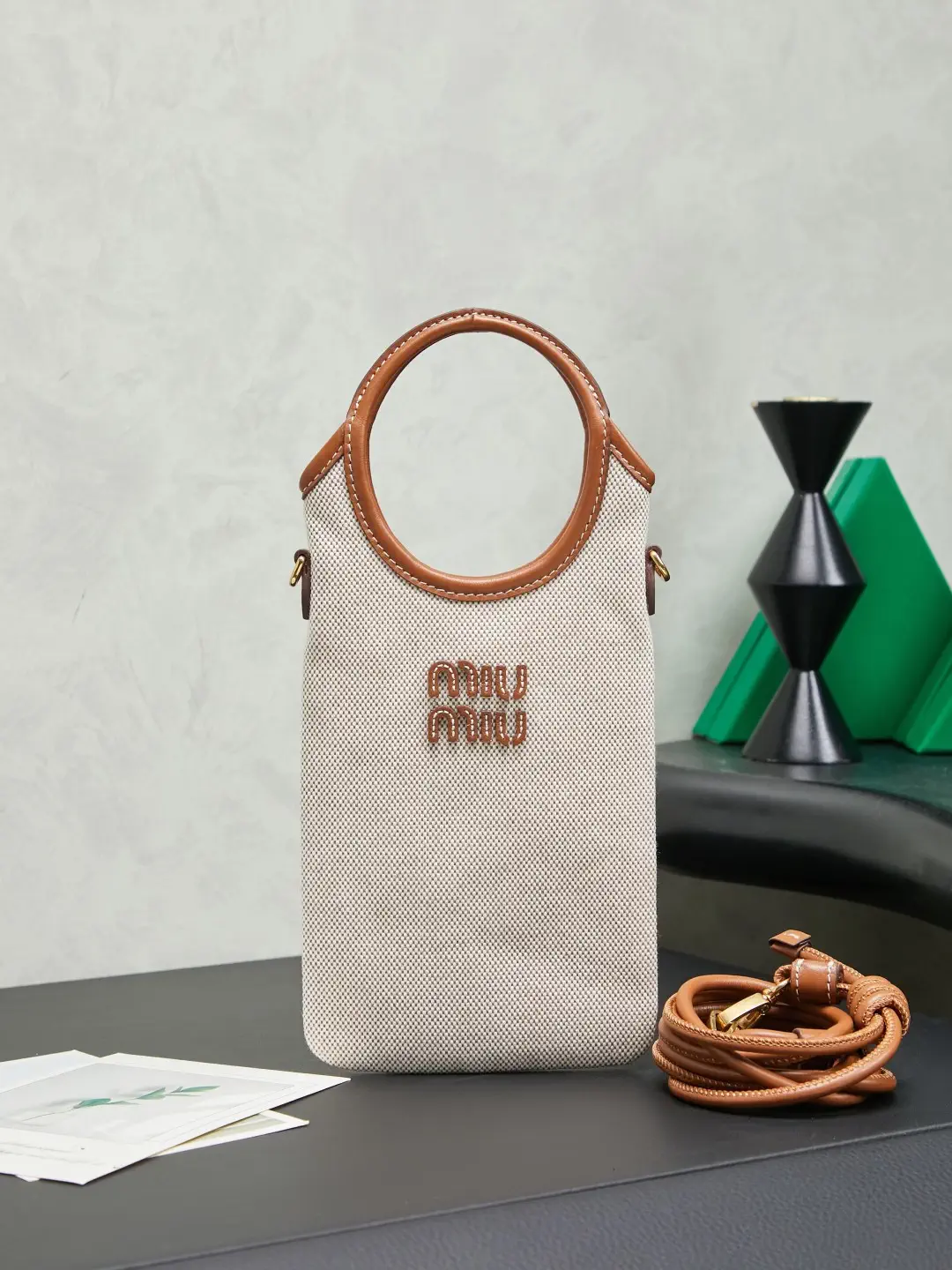 Miu Miu Canvas Top Handle Phone Bag image 1