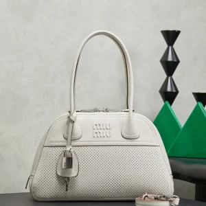 Miu Miu White Perforated Top Handle Bag image 1