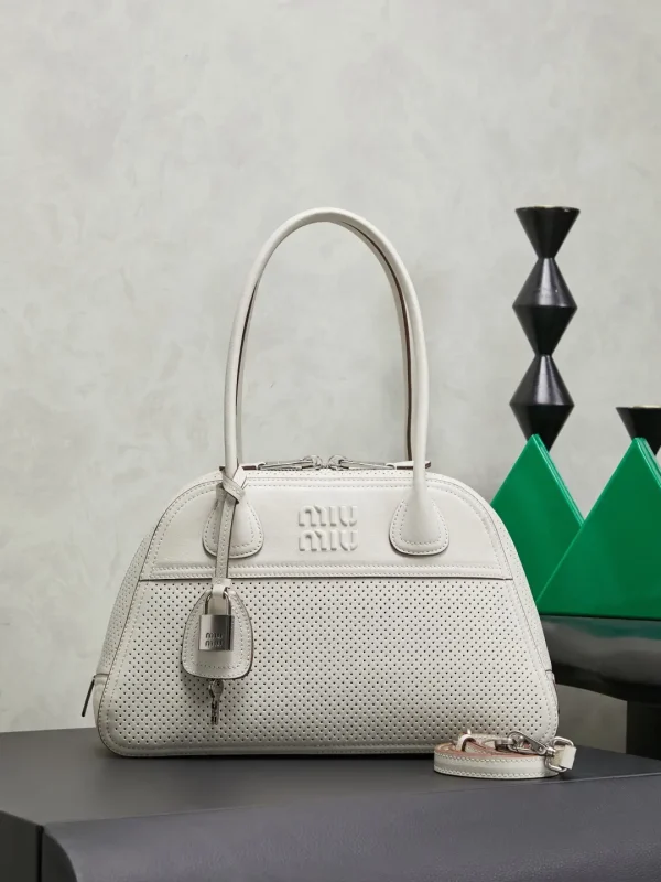 Miu Miu White Perforated Top Handle Bag image 1