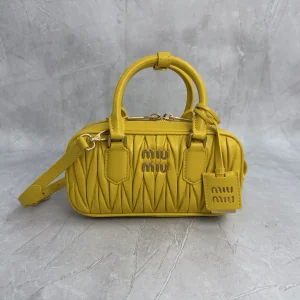 Miu Miu Yellow Quilted Top Handle Bag image 1
