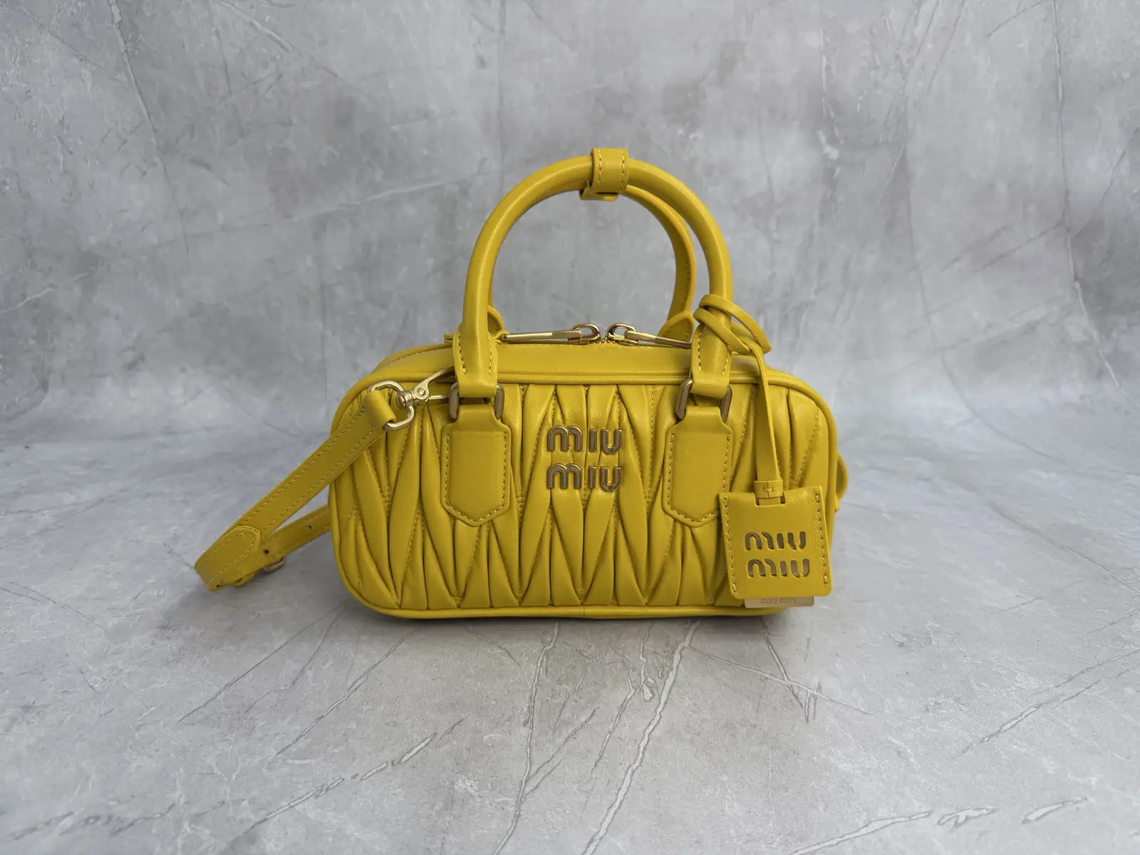 Miu Miu Yellow Quilted Top Handle Bag image 1