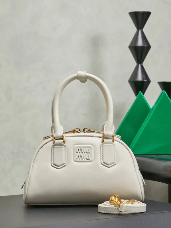 Miu Miu White Leather Top Handle Bag image 1