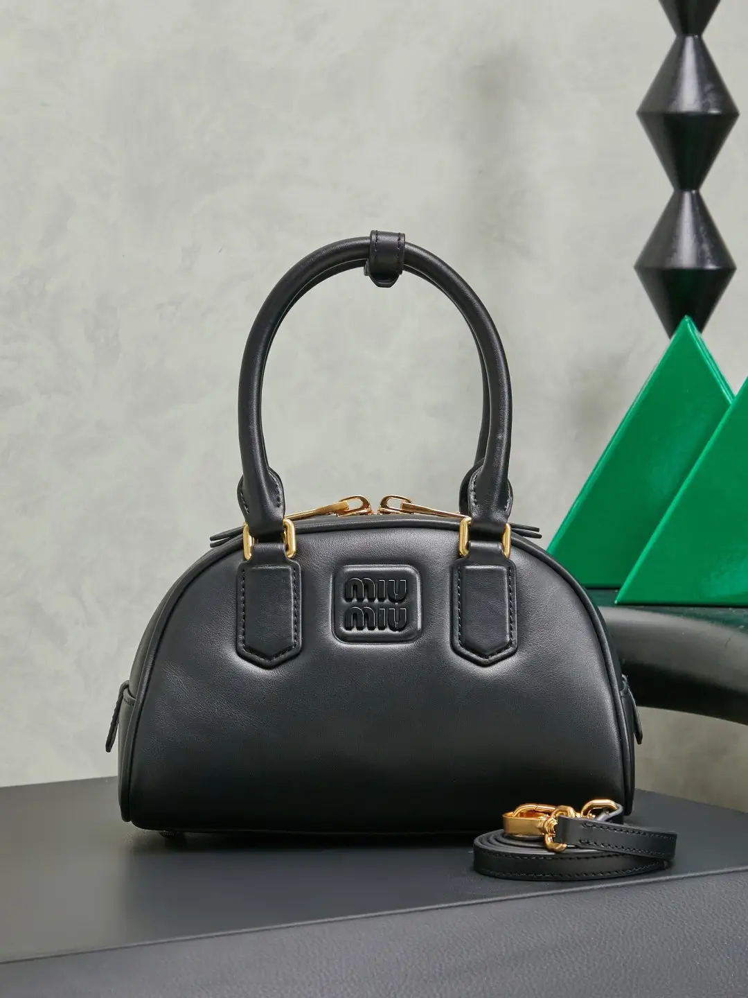 Miu Miu Black Leather Top Handle Bag image 1