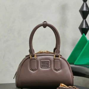 Miu Miu Brown Leather Bowling Bag image 1
