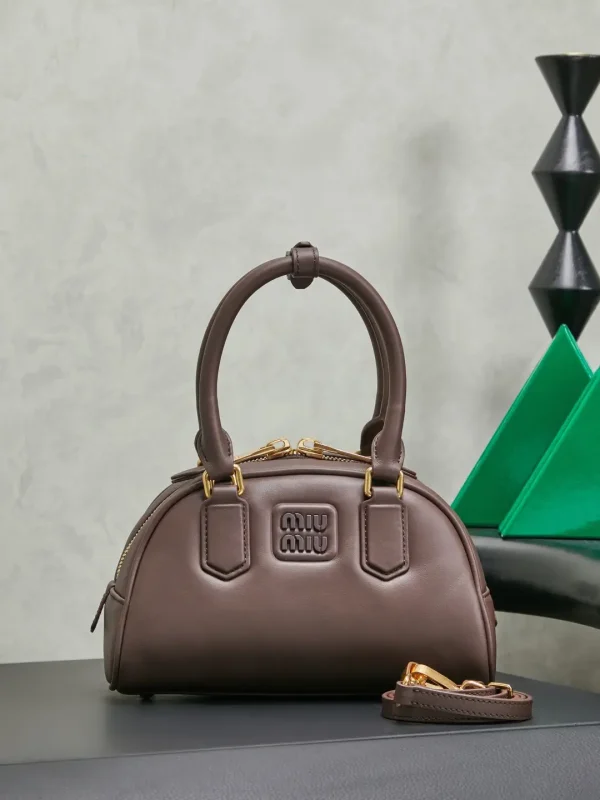 Miu Miu Brown Leather Bowling Bag image 1