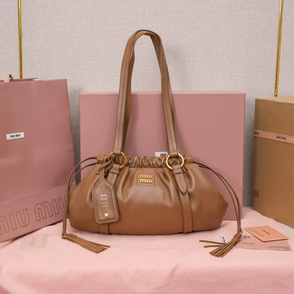 Miu Miu Ruched Leather Shoulder Bag image 1