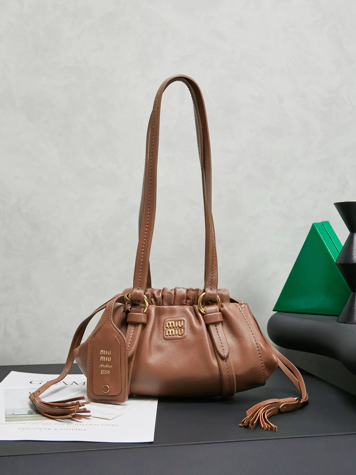 Miu Miu Brown Leather Shoulder Bag image 1