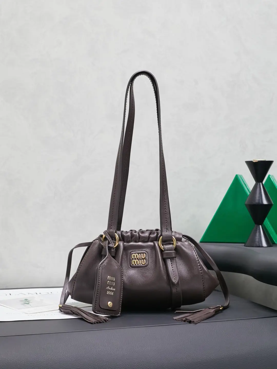 Miu Miu Dark Brown Leather Shoulder Bag image 1