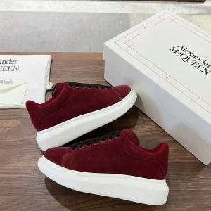 Burgundy Suede Platform Casual Sneakers image 1