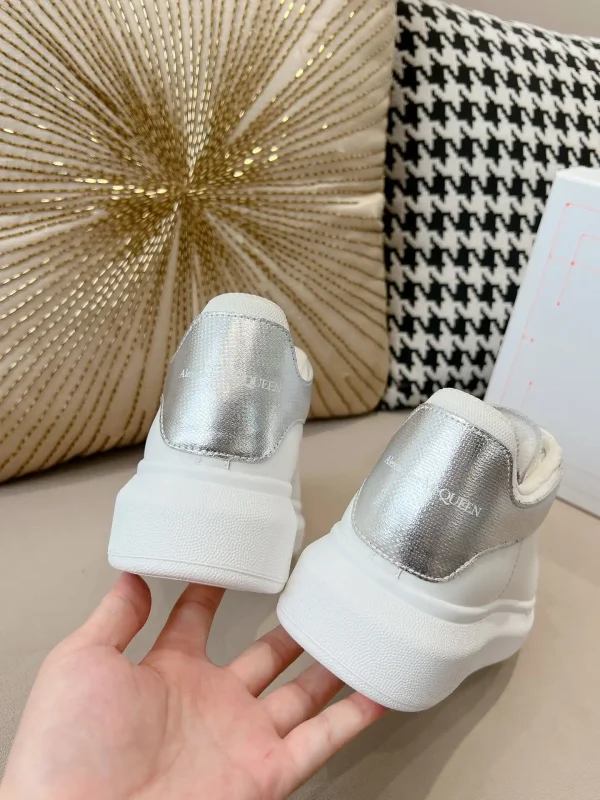 Oversized White Sneakers with Silver Heel Tab image 1
