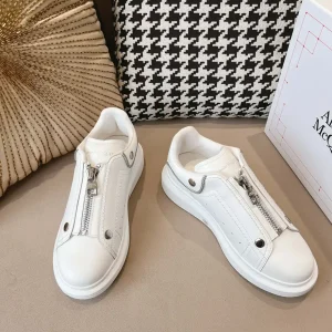 Oversized White Sneakers with Front Zipper image 1