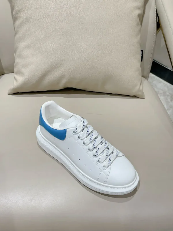 White Leather Sneakers with Blue Heel Tab image 1