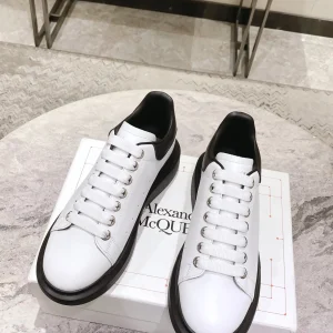 White Leather Platform Casual Sneakers image 1