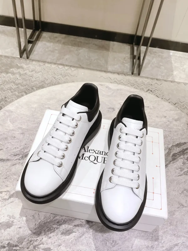 White Leather Platform Casual Sneakers image 1