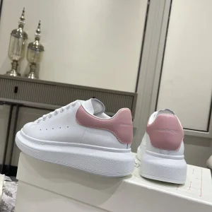 White Platform Sneakers with Pink Heel Tab image 1