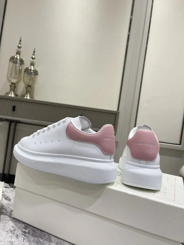 White Platform Sneakers with Pink Heel Tab image 1
