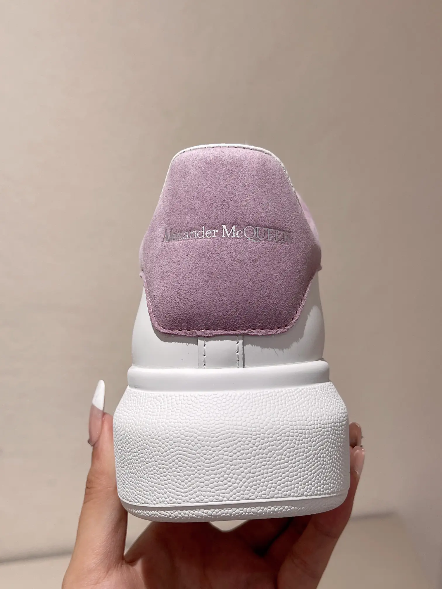 Classic Versatile White Sneakers with Pink Heel Tab image 1