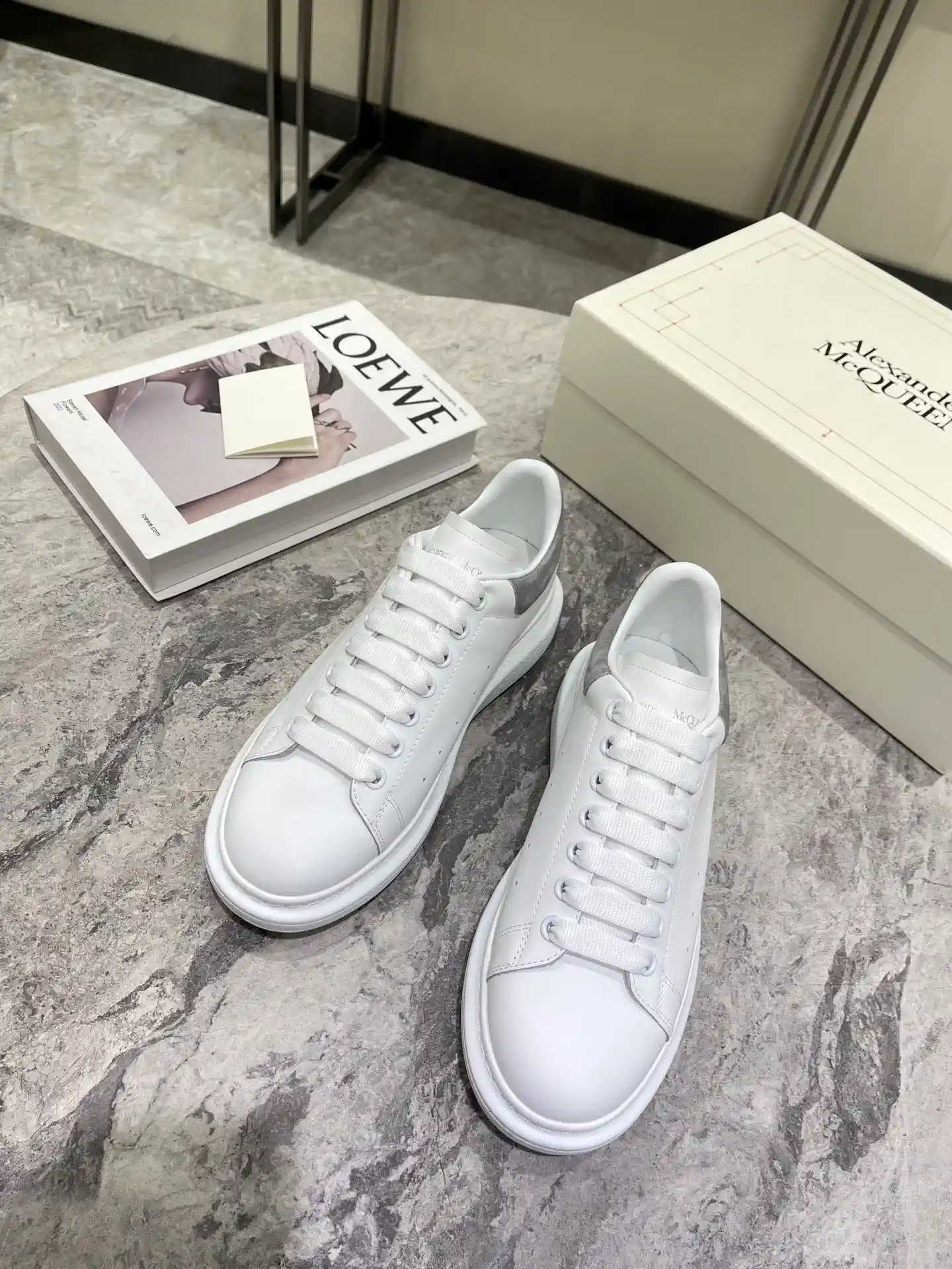 White Leather Platform Sneakers image 1