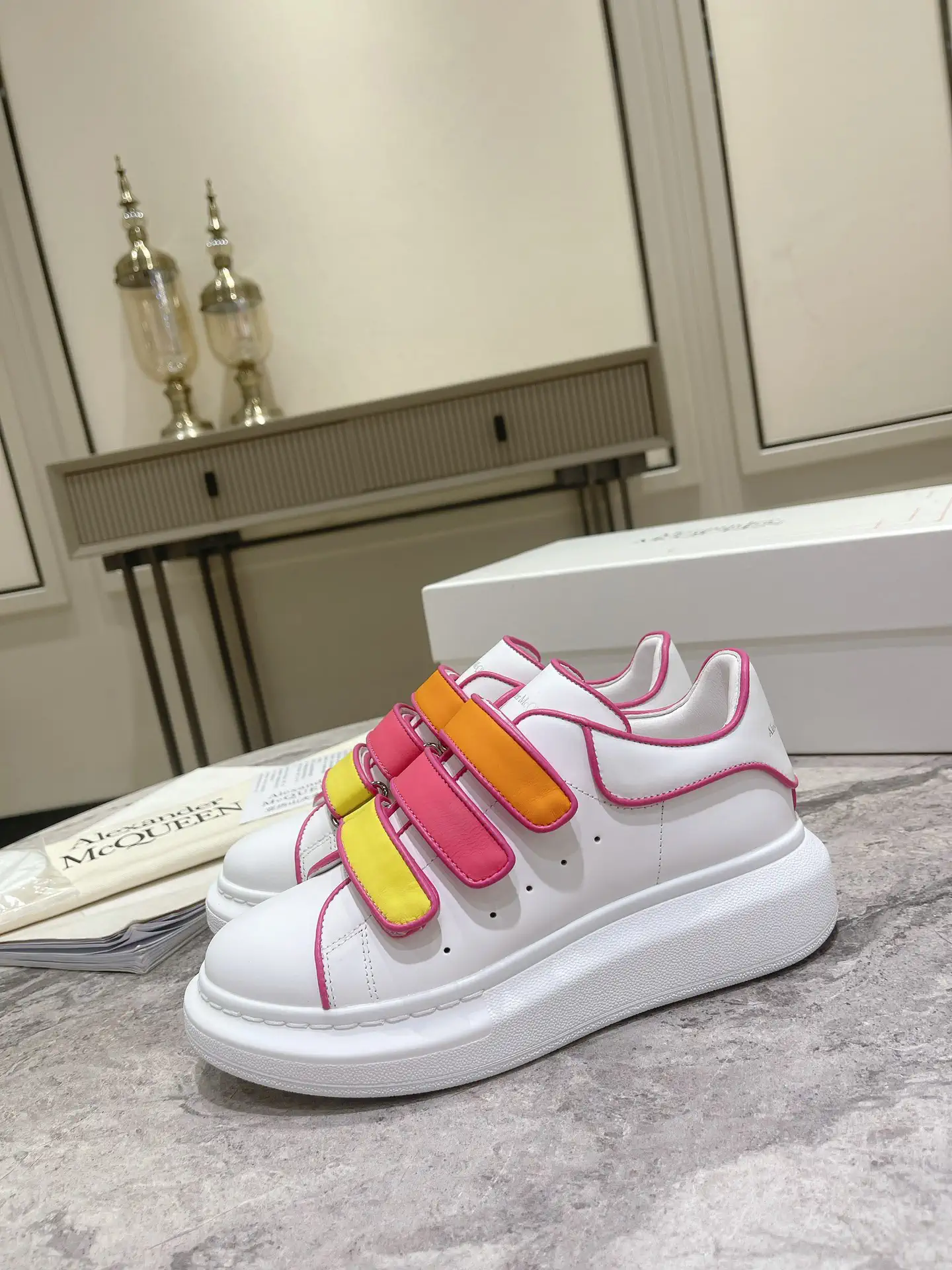 Rainbow Velcro Oversized White Sneakers image 1