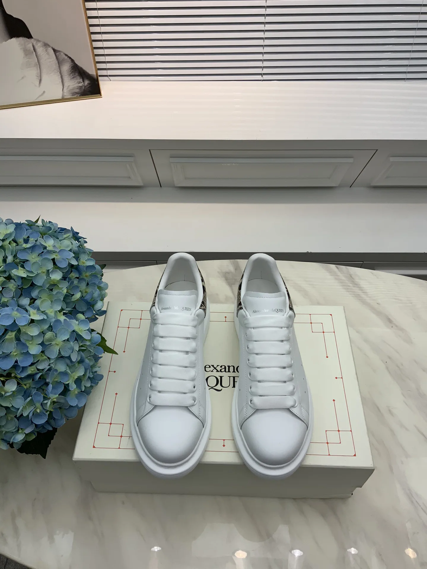 White Leather Casual Sneakers image 1