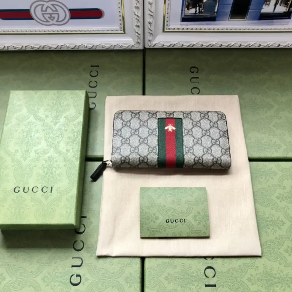 Gucci Monogram Web Bee Zip Around Wallet image 1