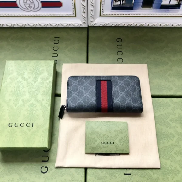 Gucci Monogram Web Stripe Zip Around Wallet image 1
