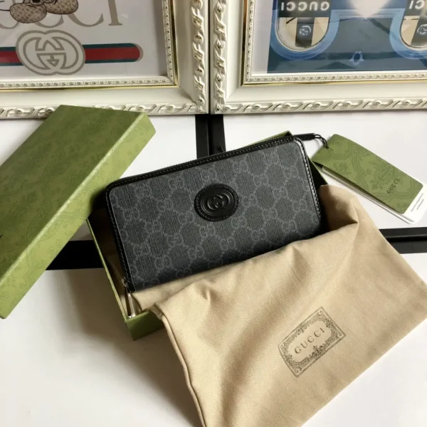 Gucci Black Monogram Zip Around Wallet image 1