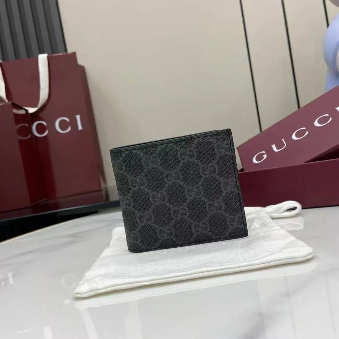 Gucci GG Emblem Black GG Monogram Bifold Wallet image 1