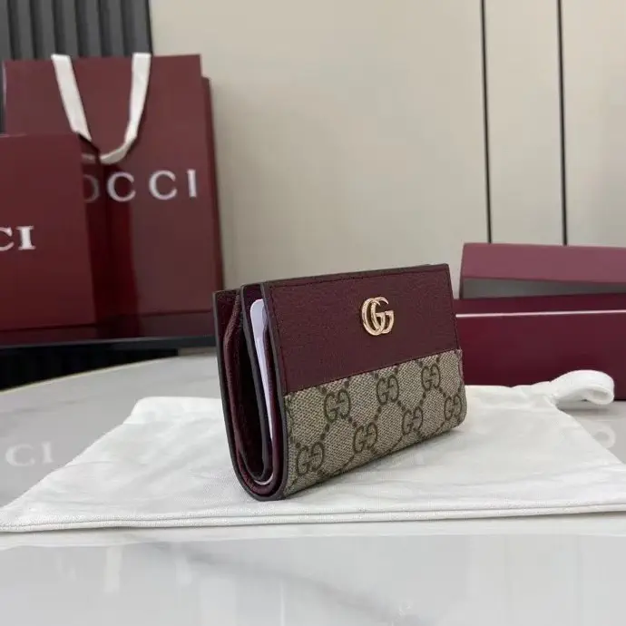 Gucci GG Monogram Burgundy Panel Wallet image 1