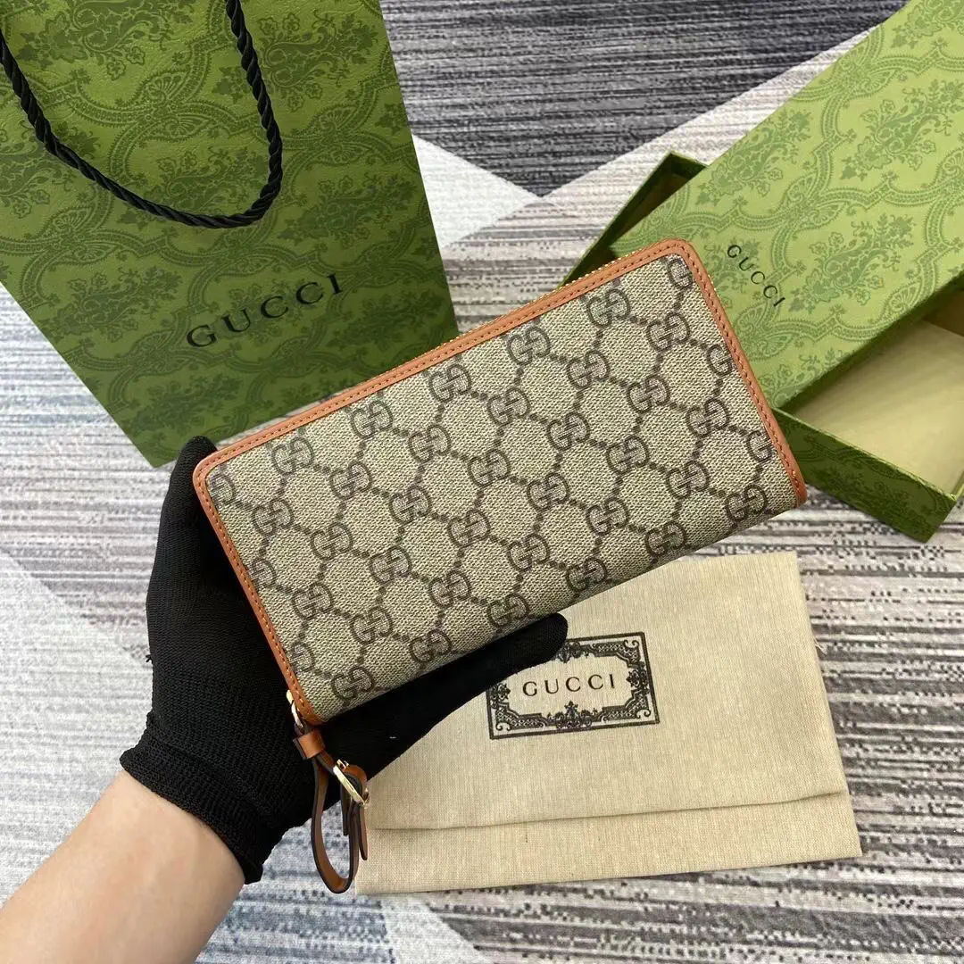 Gucci GG Emblem Monogram Zip Wallet image 1