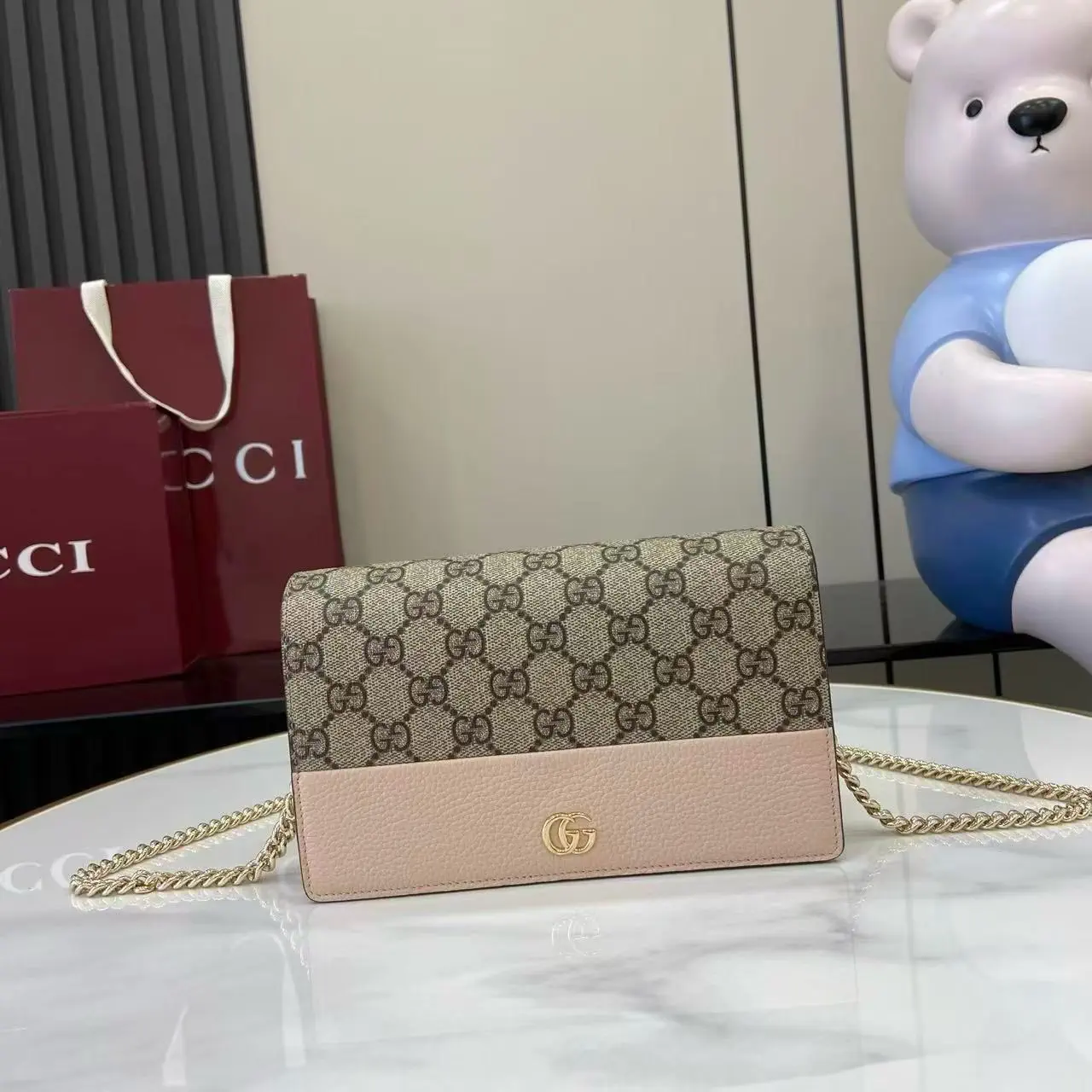 Gucci Marmont Monogram Chain Wallet image 1