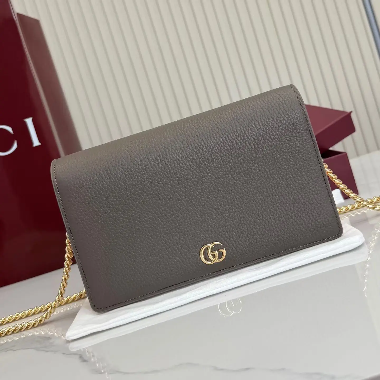 Gucci Marmont Leather Chain Wallet image 1