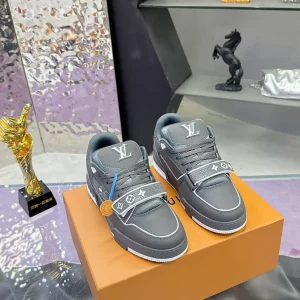 Smilerepublic Gray Velcro Strap Casual Trainer Sneakers image 1
