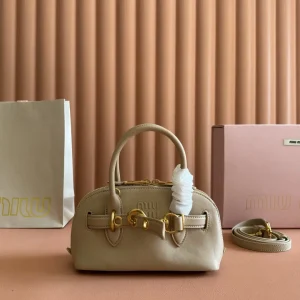 Miu Miu Beige Leather Top Handle Bag image 1