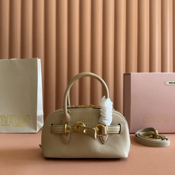 Miu Miu Beige Leather Top Handle Bag image 1