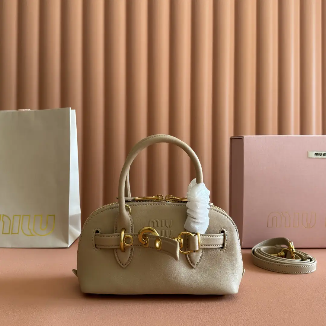Miu Miu Beige Leather Top Handle Bag image 1