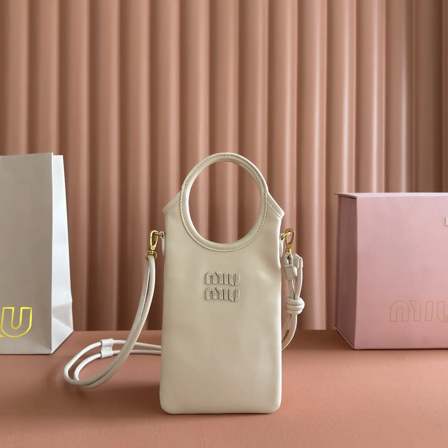 Miu Miu Ivory Leather Phone Crossbody Bag image 1