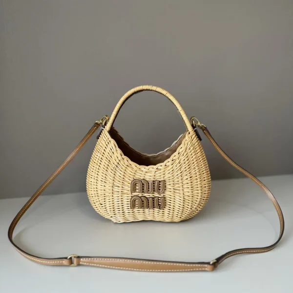 Miu Miu Woven Top Handle Bag with Leather Strap image 1