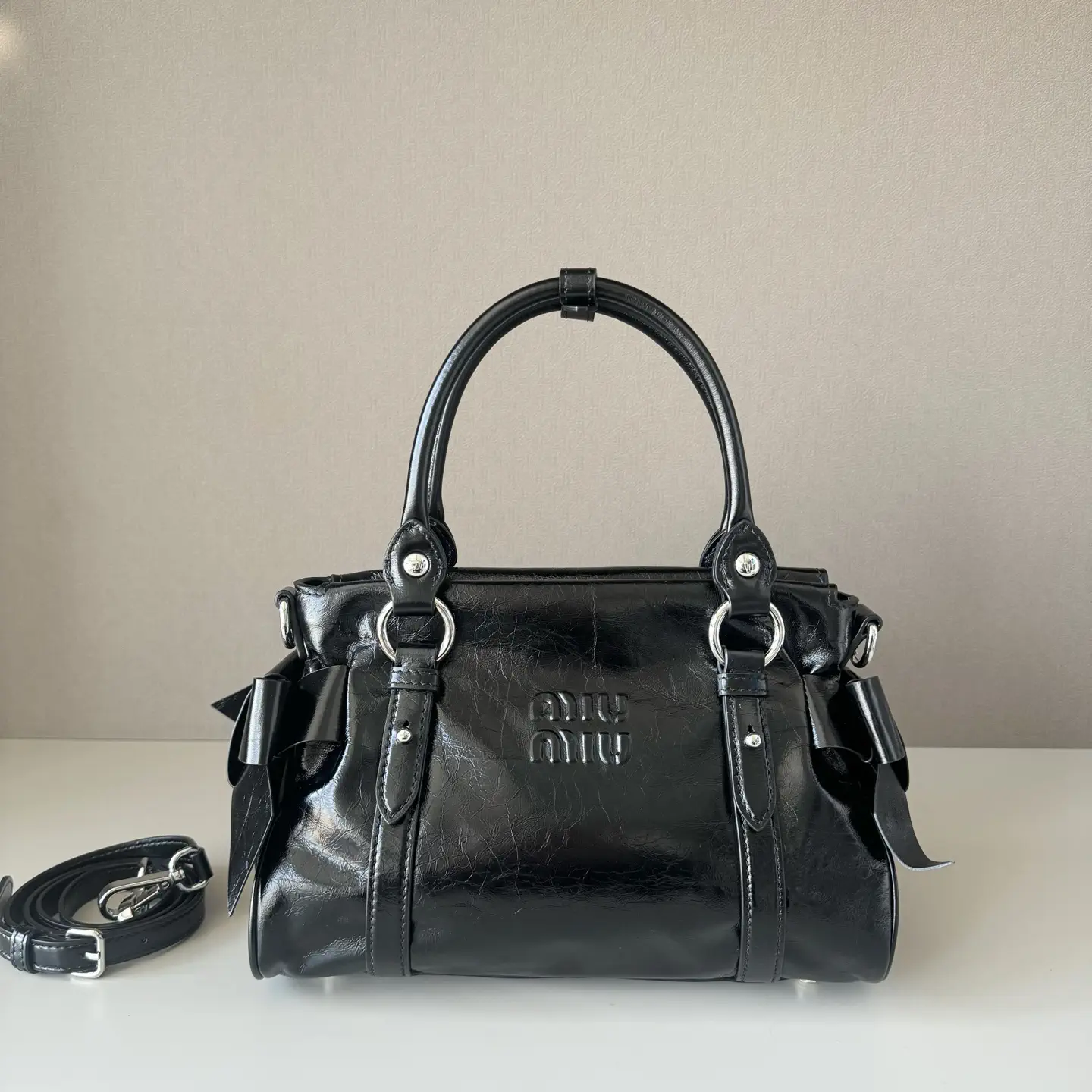 Miu Miu Black Bow Detail Top Handle Bag image 1