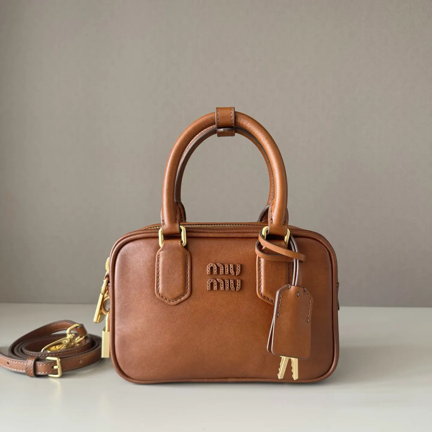 Miu Miu Cognac Vintage Bowling Bag image 1