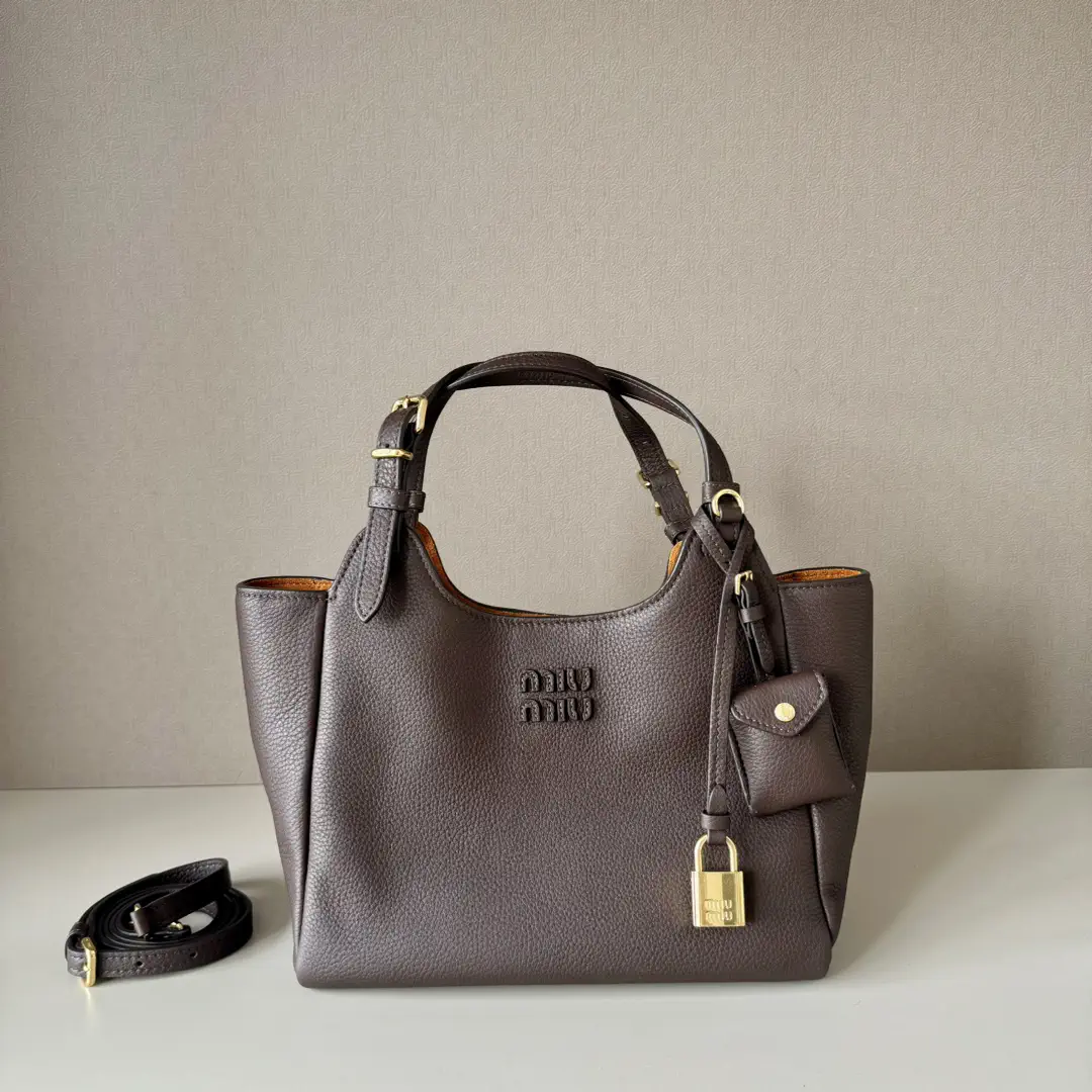 Miu Miu Leather Tote Bag with Lock Charm image 1