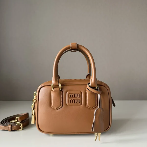 Miu Miu Brown Leather Top Handle Bag image 1