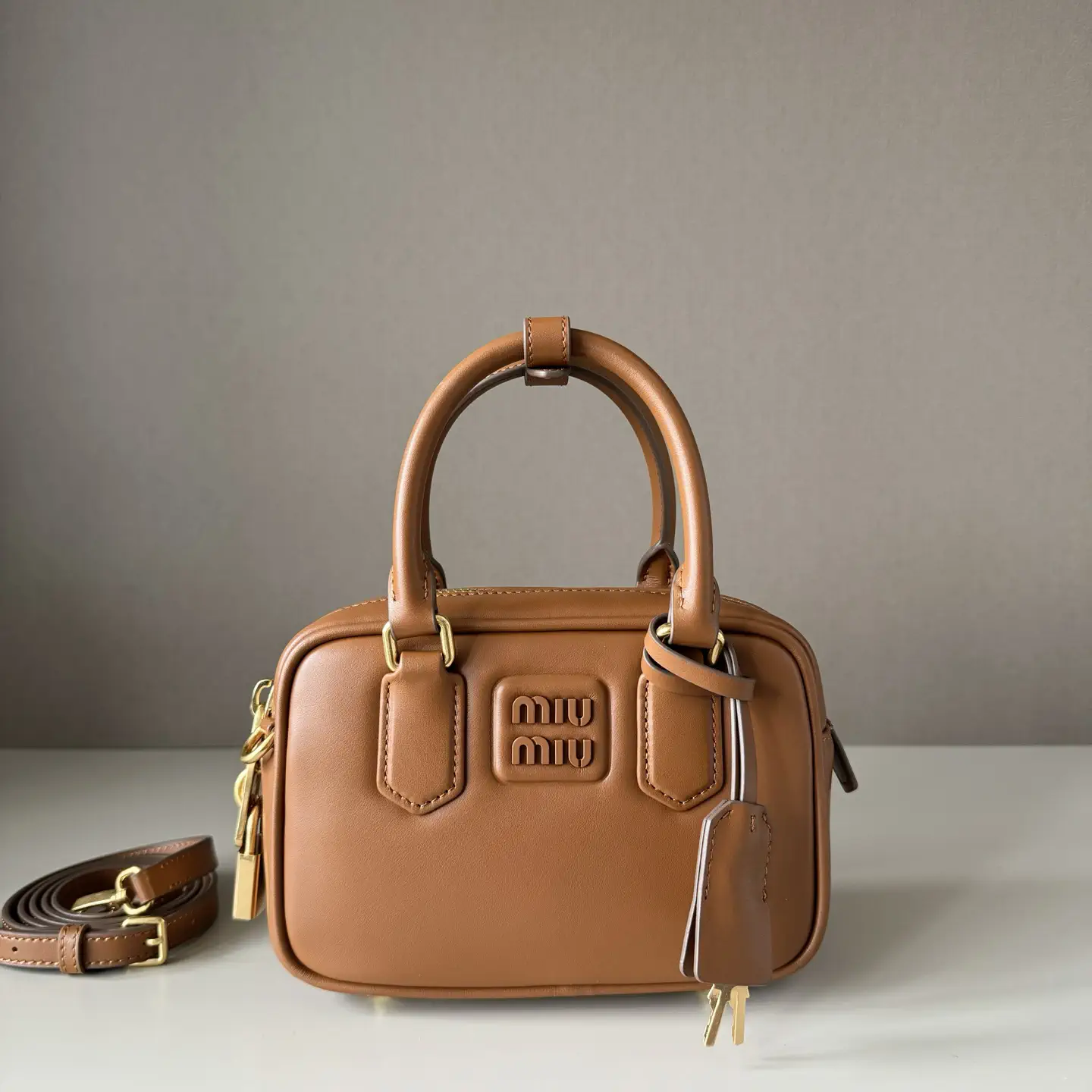 Miu Miu Brown Leather Top Handle Bag image 1