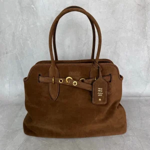 Miu Miu Brown Suede Top Handle Bag image 1