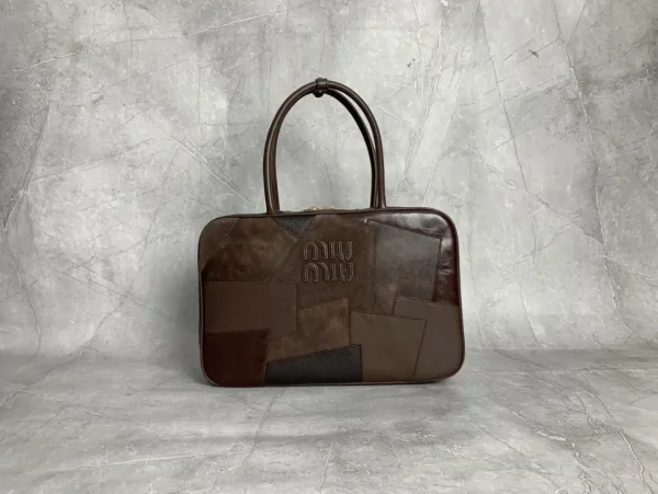 Miu Miu Brown Patchwork Top Handle Bag image 1